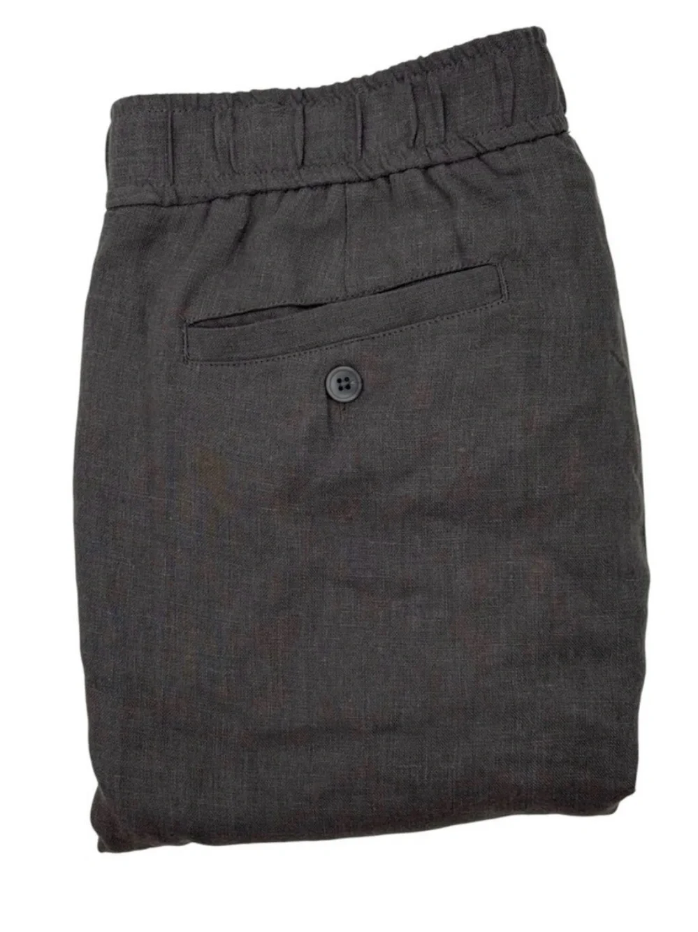 Onia Mens Linen Blend Elastic Waist Pants Drawstring Cuff Gray Size‎ M